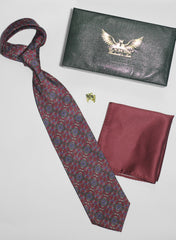 Maroon Medallion Tie Set