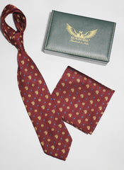 Maroon Crowned Lion Tie Set