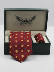 Maroon Crowned Lion Tie Set