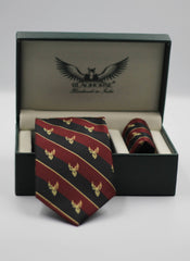 Antlered Maroon And Black Tie Set