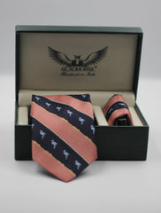 Peach Flamingo Striped Tie Set