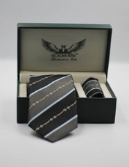 Horsebit Striped Tie Set