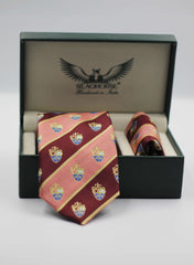 BH Peach And Maroon Stripped Tie Set