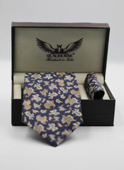 Navy Paisley Silk Tie Set