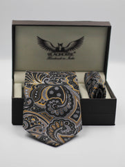 Black Paisley Silk Tie Set