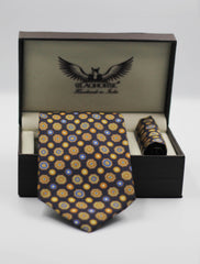 Navy Medallion Silk Tie Set