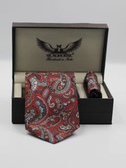 Barbuda Red Paisley Silk Tie Set