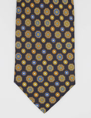 Navy Medallion Silk Tie Set