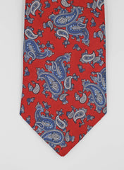 Red And Blue Paisley SIlk Tie Set