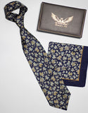 Navy Paisley Silk Tie Set