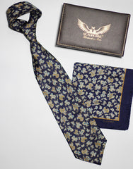 Navy Paisley Silk Tie Set