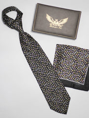 Mini Paisley Black And Lavender Silk Tie Set