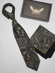 Black Paisley Silk Tie Set