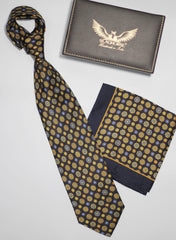 Navy Medallion Silk Tie Set