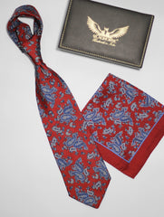 Red And Blue Paisley SIlk Tie Set