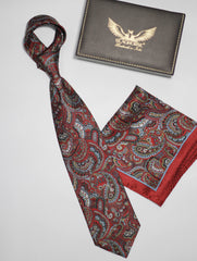 Barbuda Red Paisley Silk Tie Set