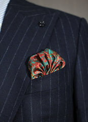 Red And Teal Paisley Pocket Square