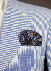 Navy Medallion Pocket Square