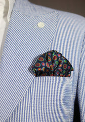 Navy Medallion Pocket Square