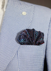 Navy Paisley Pocket Square