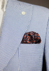 Red and Navy Medallion Pocket Square