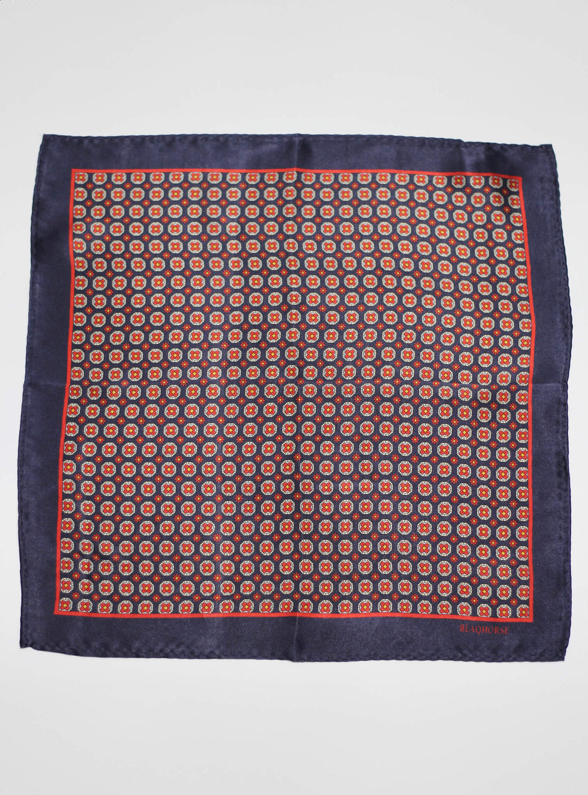 Red and Navy Medallion Pocket Square