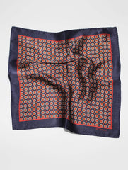 Red and Navy Medallion Pocket Square