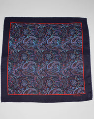 Navy Paisley Pocket Square