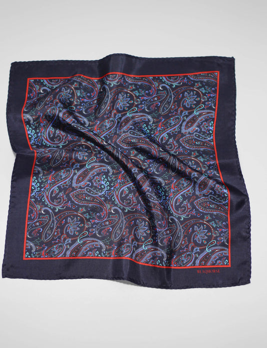 Navy Paisley Pocket Square