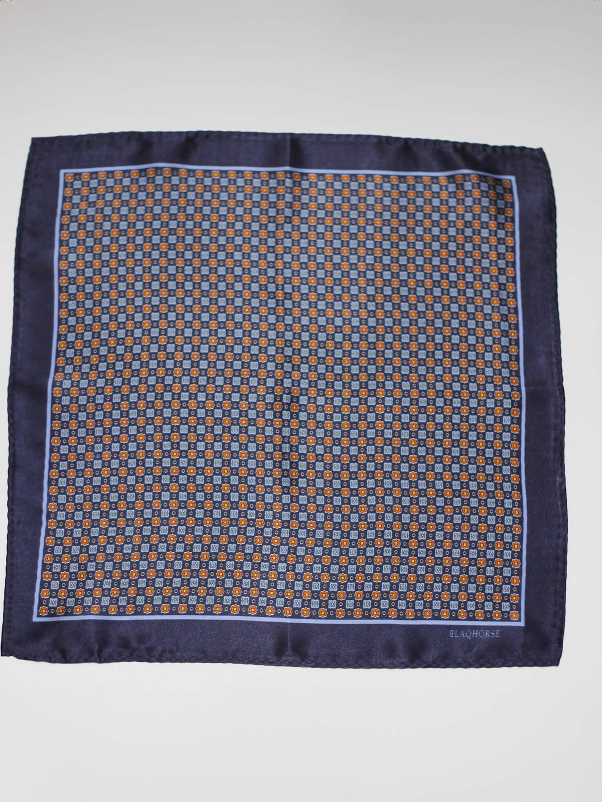 Navy Medallion Pocket Square