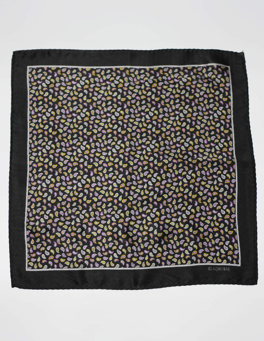 Black Mini Paisley Pocket Square