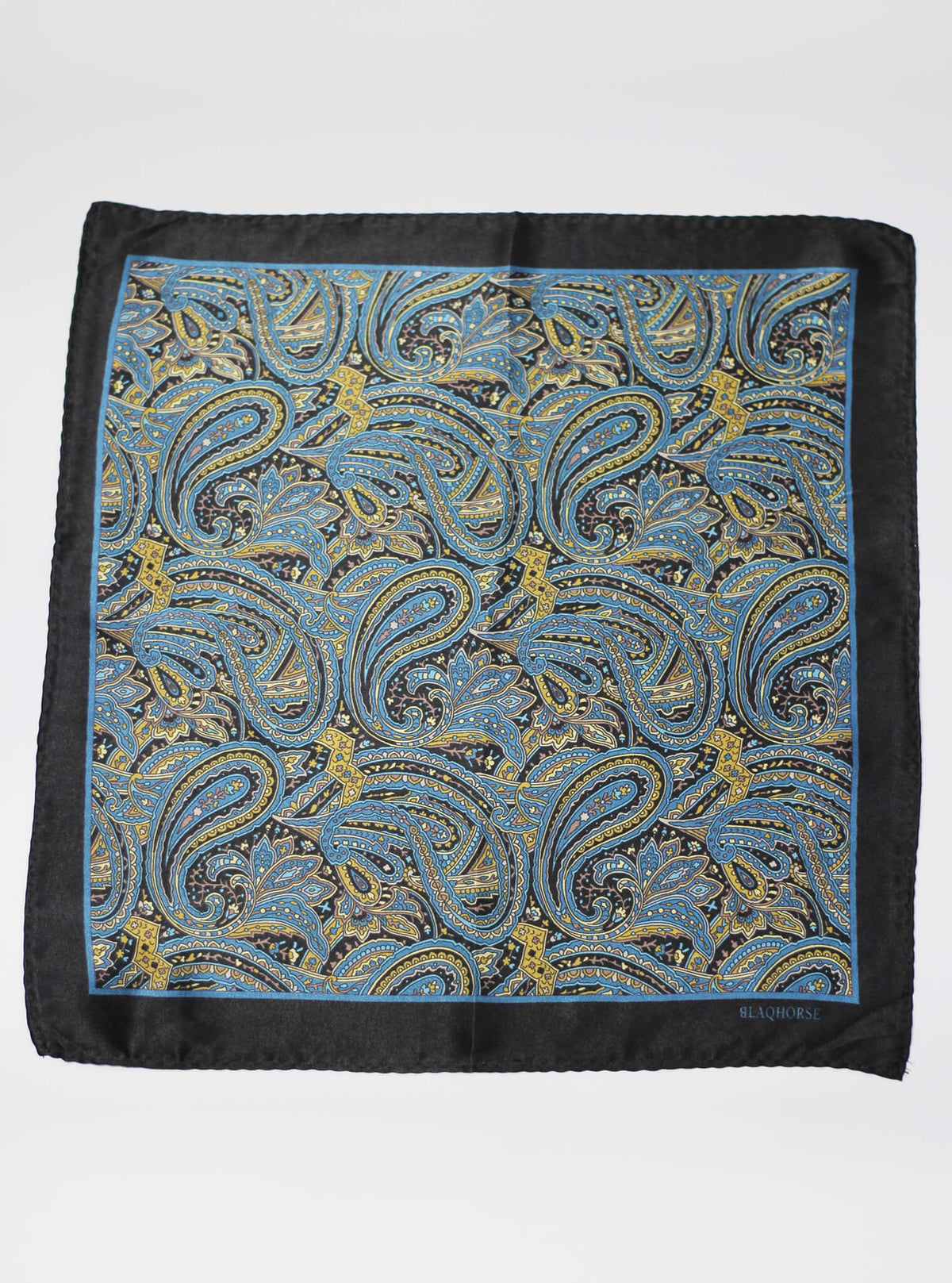 Blue and Black Paisley Pocket Square