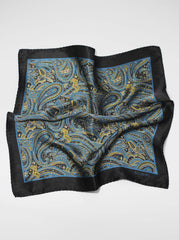 Blue and Black Paisley Pocket Square