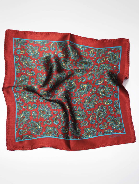 Red Paisley Pocket Square