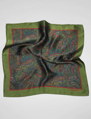 Olive Paisley Pocket Square