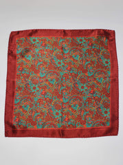 Red And Teal Paisley Pocket Square