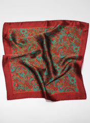 Red And Teal Paisley Pocket Square