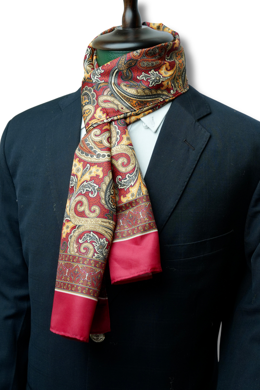 Burnt Orange Paisley Long Scarf