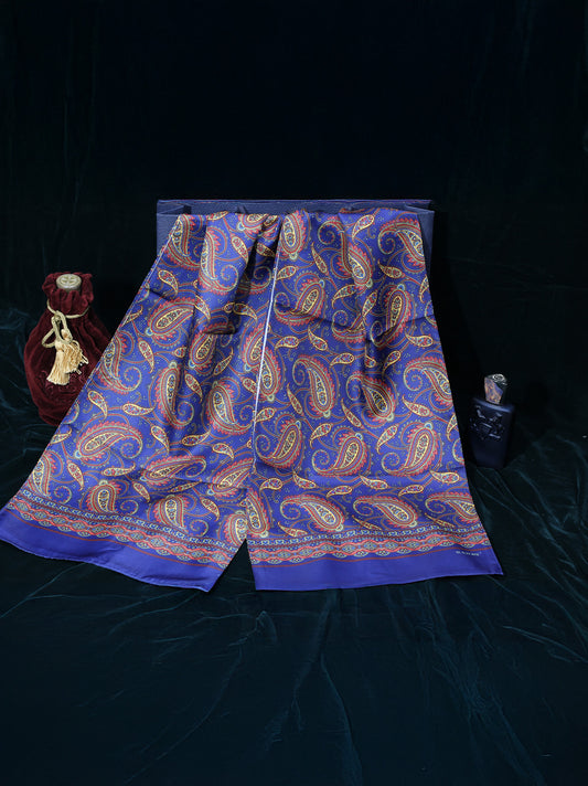 Royal Blue Paisley Long Scarf