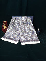 Navy On White Paisley Long Scarf