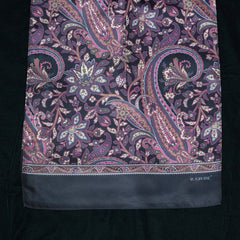 Purple On Black Paisley Long Scarf