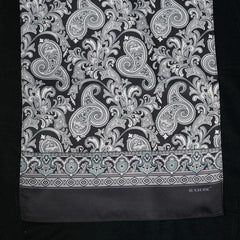 White Paisley on Black Long Scarf