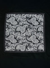 White Paisley on Black Long Scarf