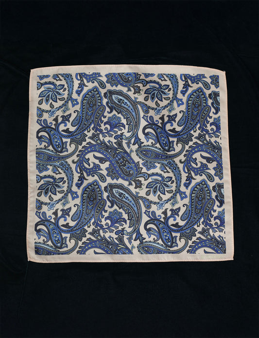 Navy On Peach Paisley Long Scarf