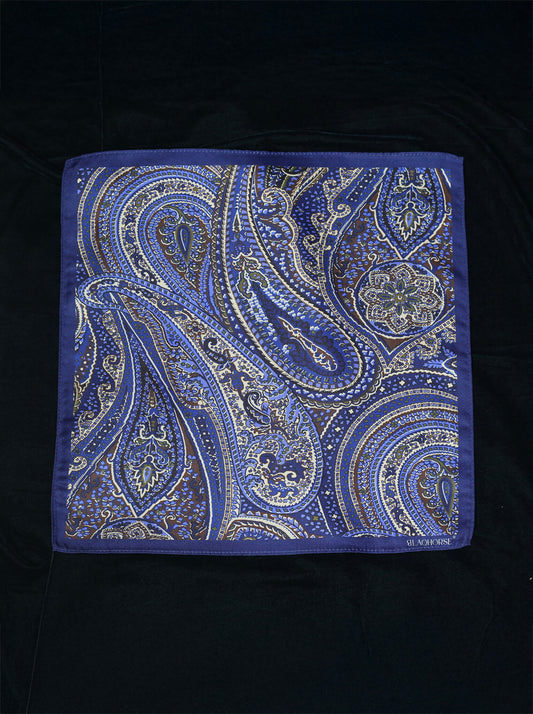 Navy Blue Paisley Long Scarf