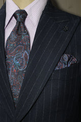 Navy And Red Paisley Silk Tie Set