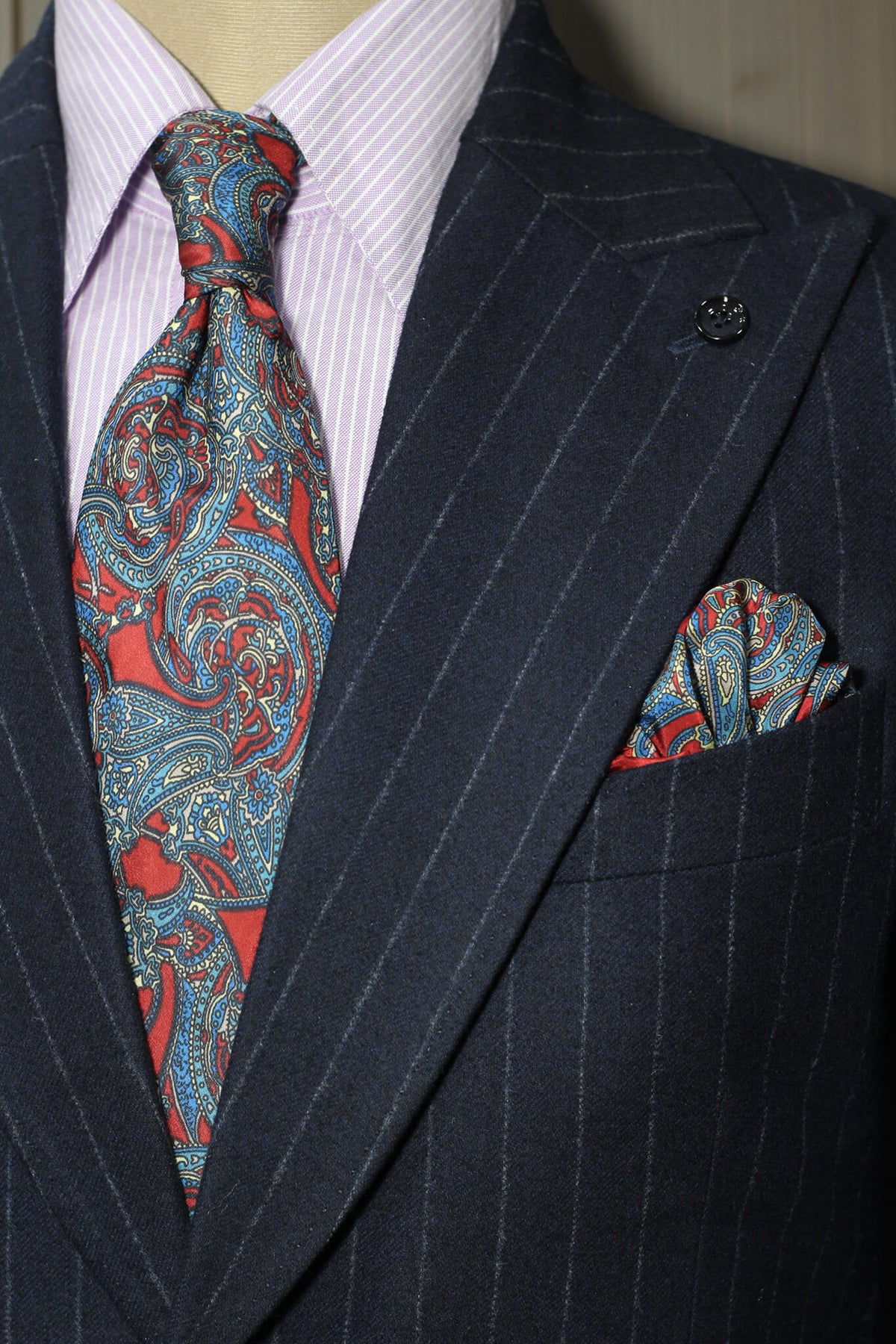 Red and Blue Abstract Silk Tie Set