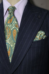 Lemon And Sage Green Paisley Silk Tie Set