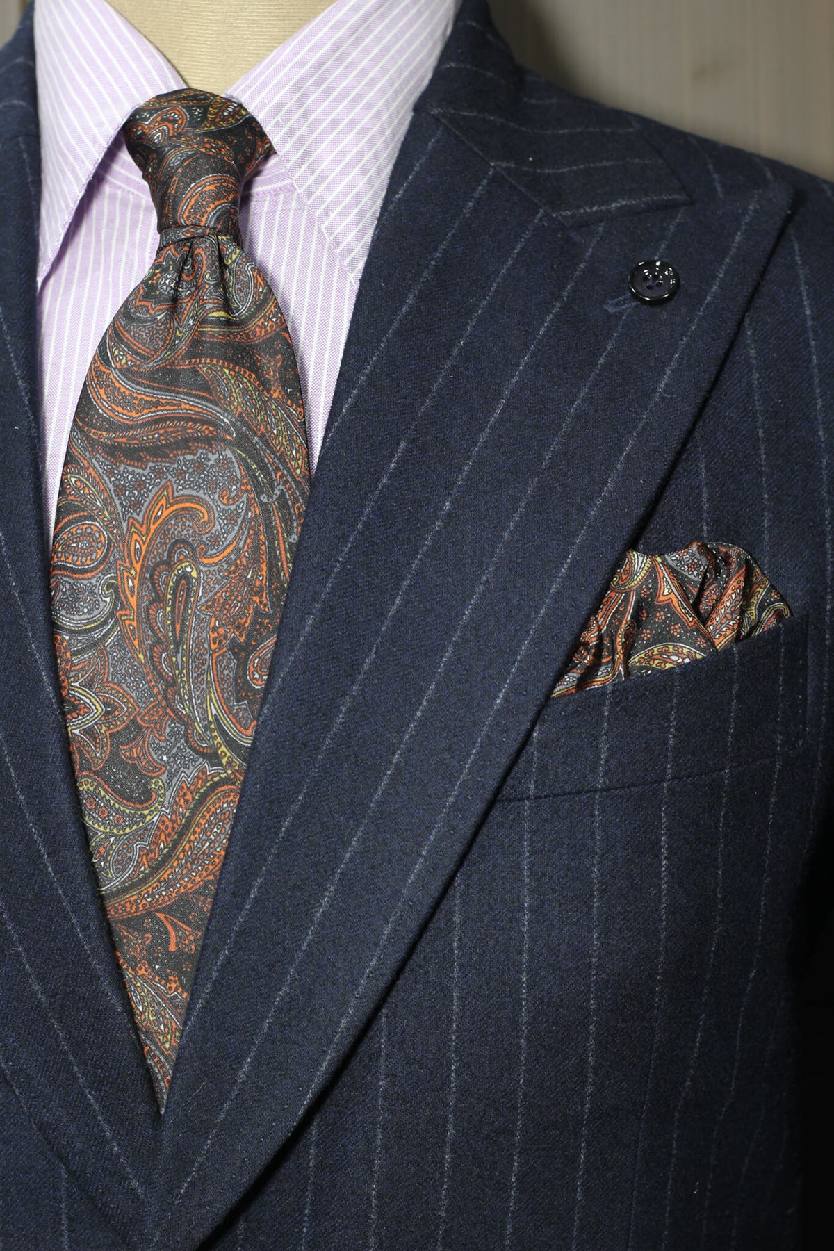 Black And Rust Paisley Silk Tie Set