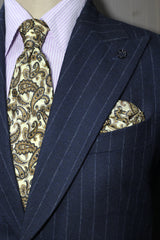 Golden And Black Small Paisley Silk Tie Set